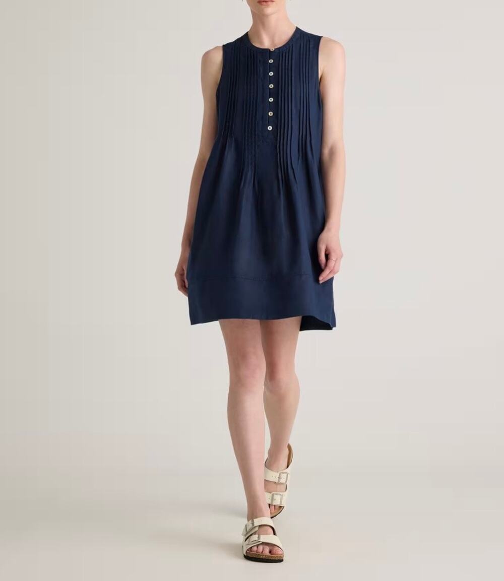 Quince 100% European Linen Sleeveless Swing Dress Navy Size S